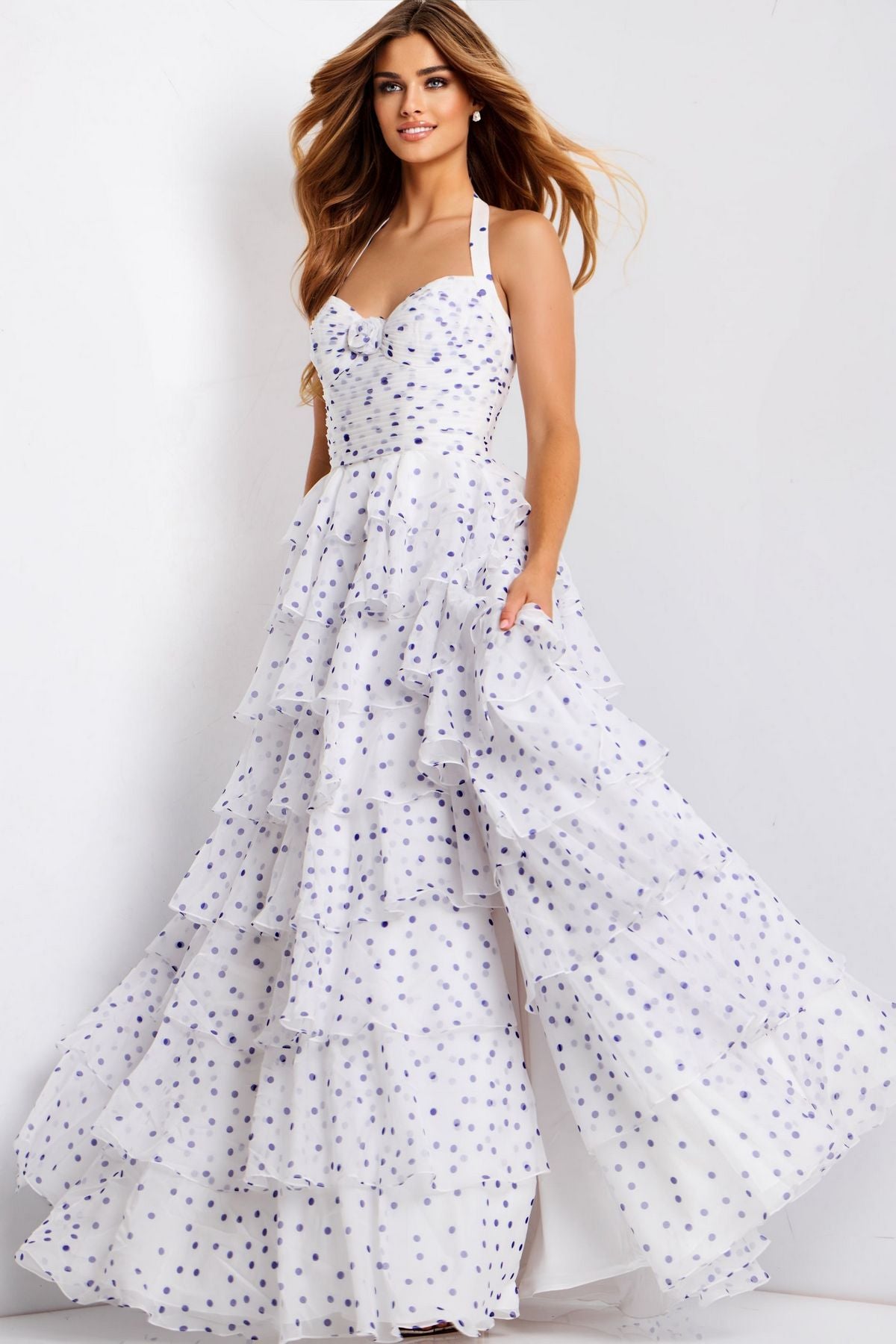 Prom Dresses Ruffle A Line Long Formal Fitted Evening Prom Dress Off White/Purple