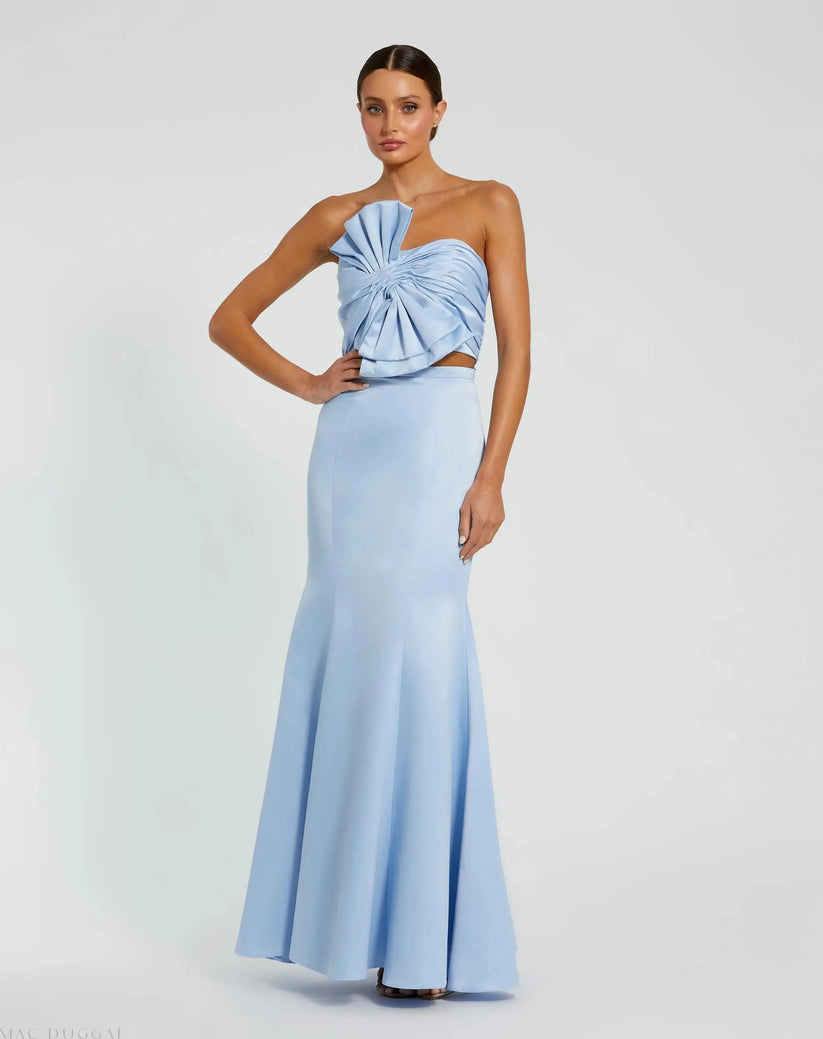 blue two piece maxi dress PcheeBum Pchee Baby Blue Tube Maxi Dress with Pull Over Sleeves L