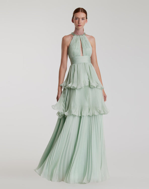 Long Beaded Dress Tiered Formal Prom Mac Duggal 49835