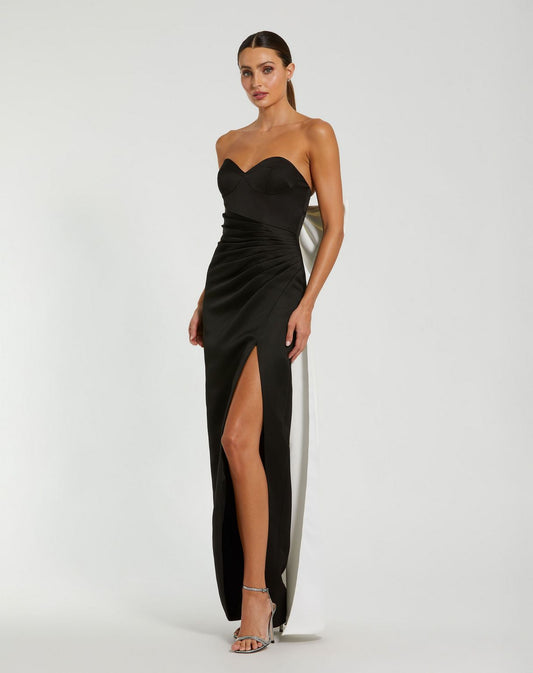 Formal Dresses Long Bustier Formal Prom Oversized Bow Dress Black Ivory