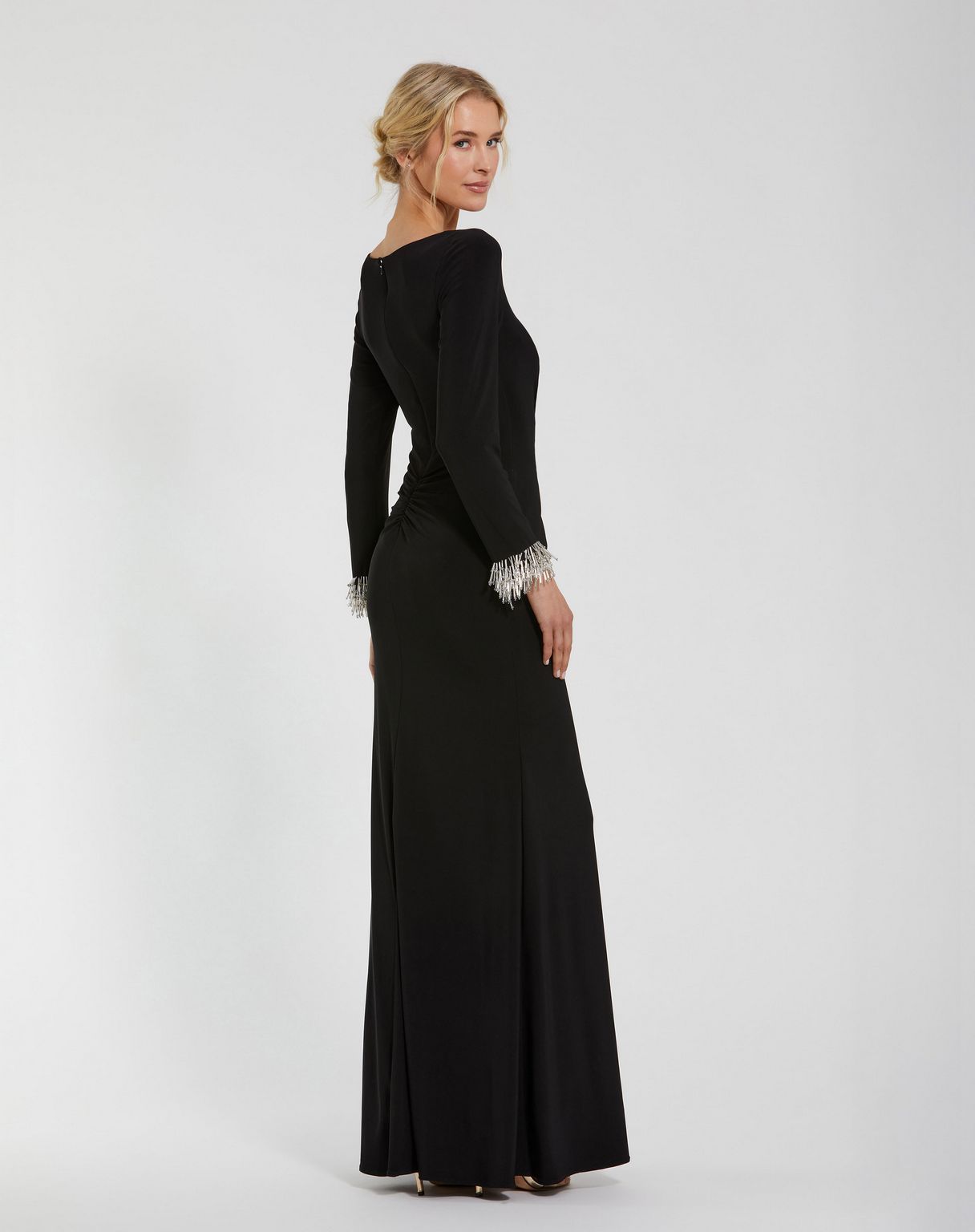 Mac Duggal 49896 Long Sleeve Formal Prom Beaded Dress
