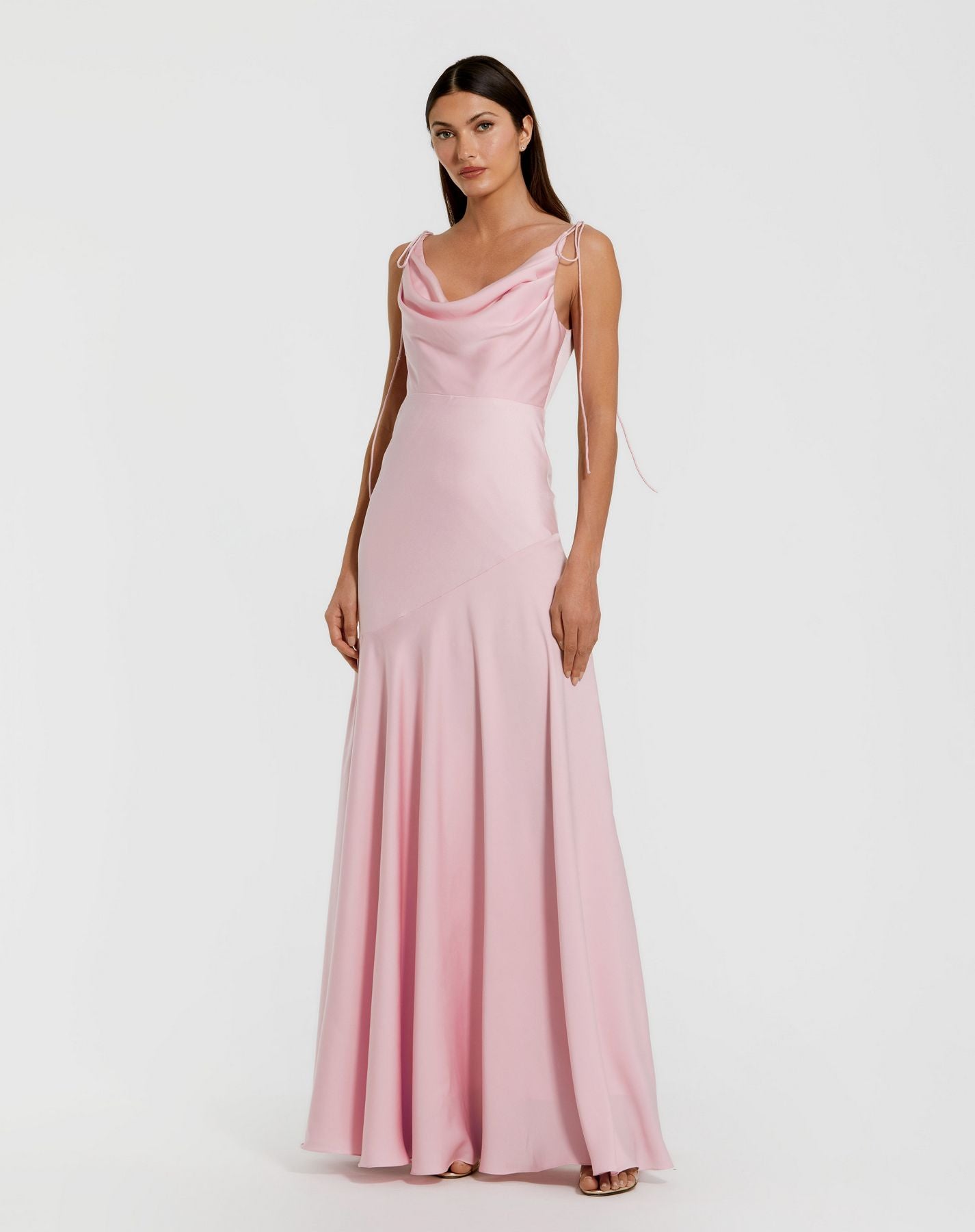 Prom Dresses Long Prom Dress - A Line Formal - Mac Duggal 49914 Powder Pink-Satin-49914-Cowl