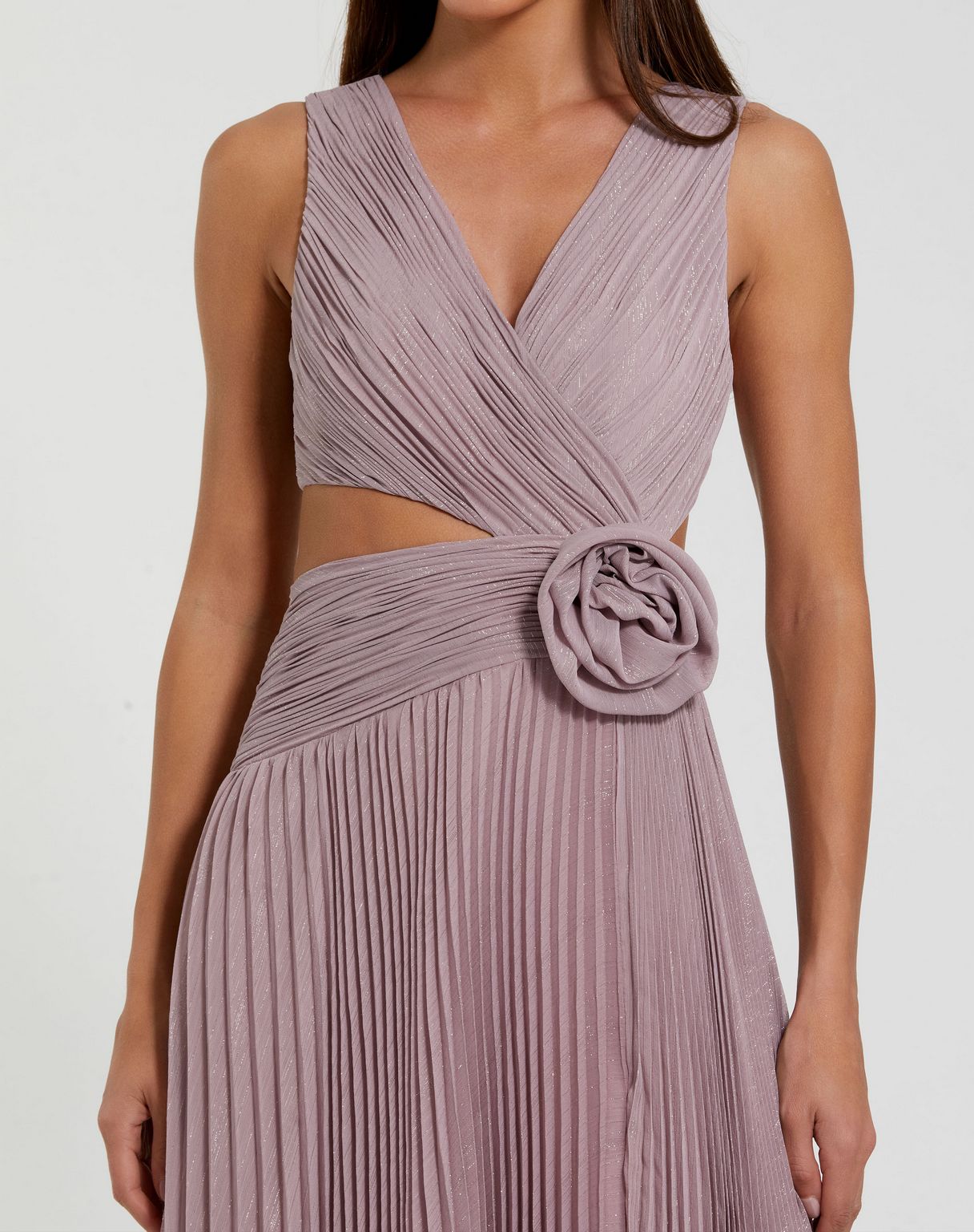 Prom Dresses Pleated Long Formal 3D Flower Prom Dress Vinatge Lilac