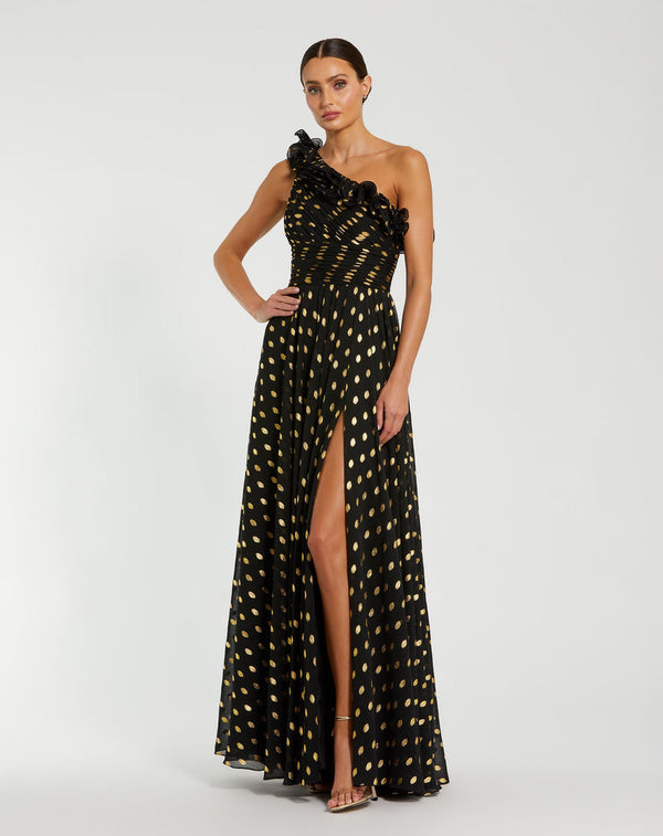 Long Formal Polka Dot Prom Dress A Line Mac Duggal 49941