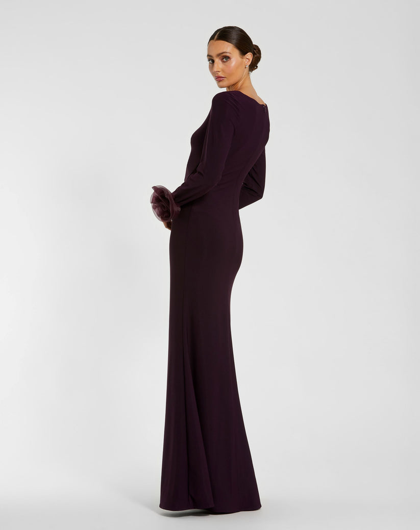 Mac Duggal 49949 Long Sleeve 3D Flowers Fitted Formal Evening Dress