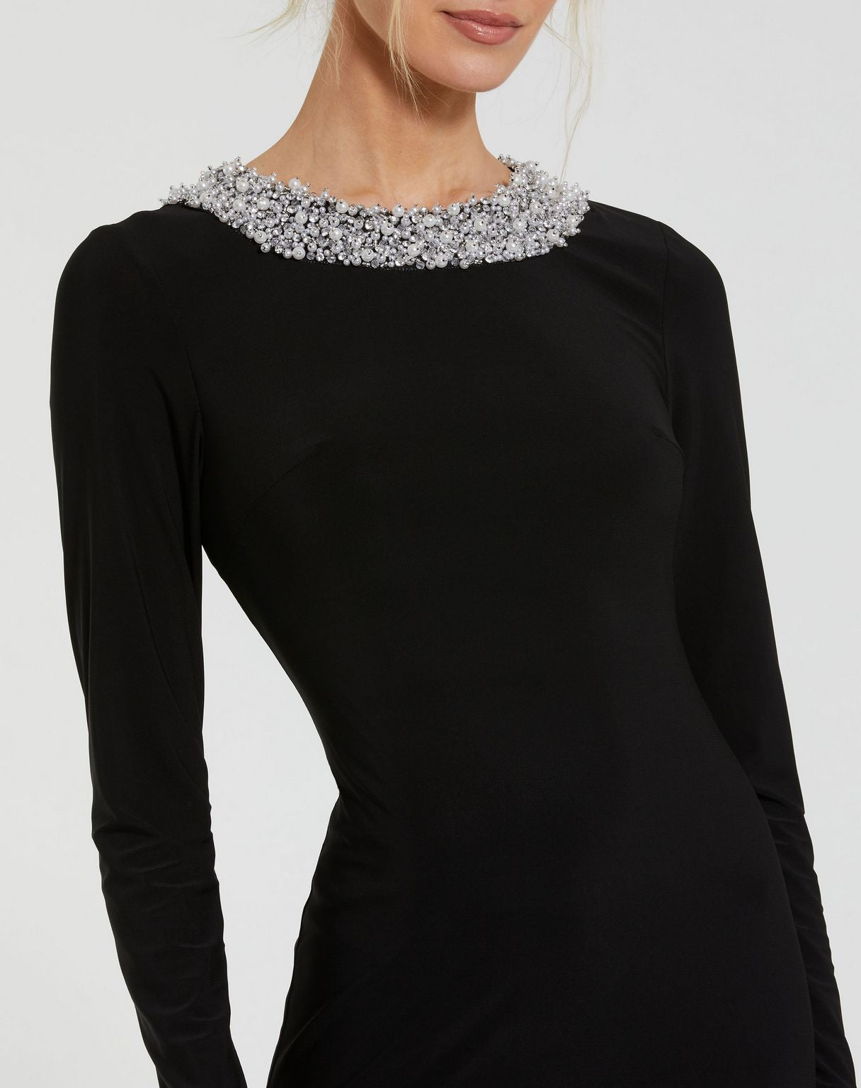 Mac Duggal 49951 Fitted Formal Prom Beaded Long Sleeve Dress
