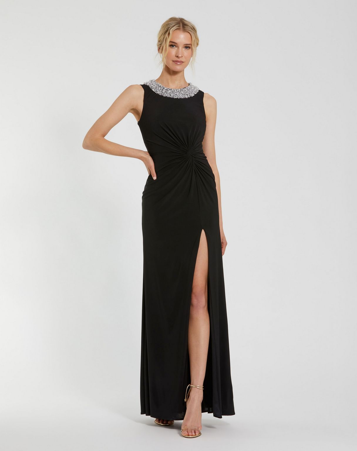 Mac Duggal 49952 Long Slit Prom Fitted Formal Dress