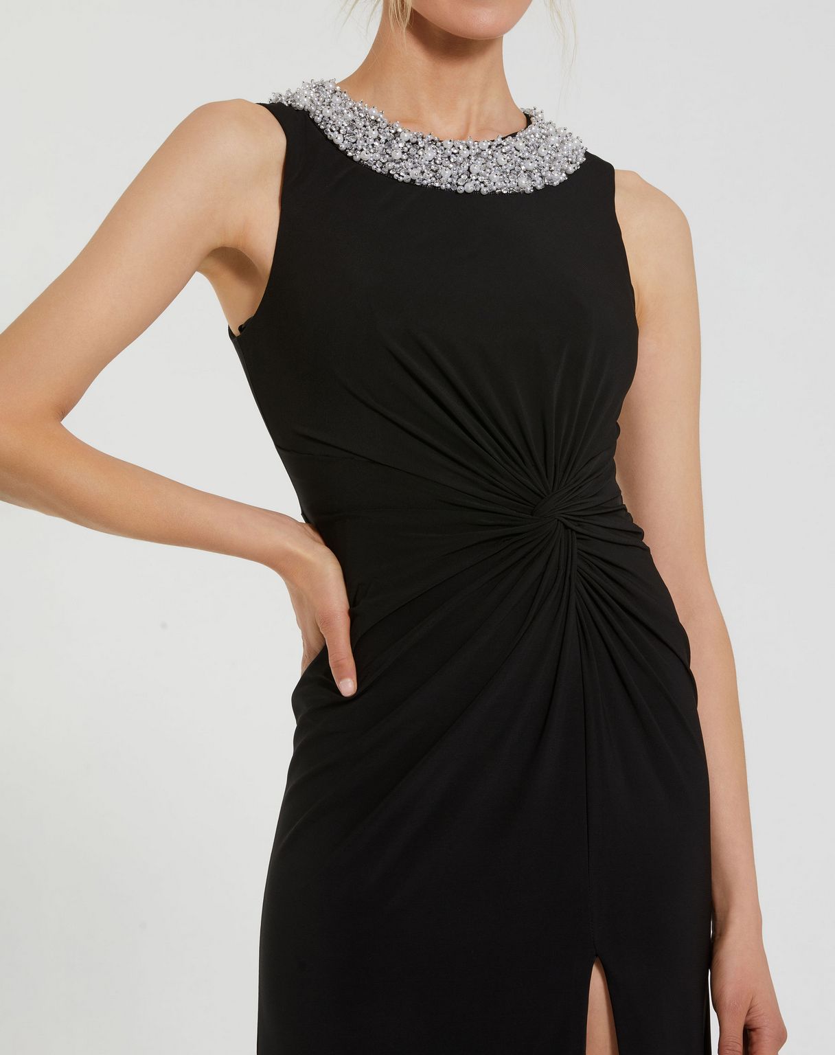 Mac Duggal 49952 Long Slit Prom Fitted Formal Dress