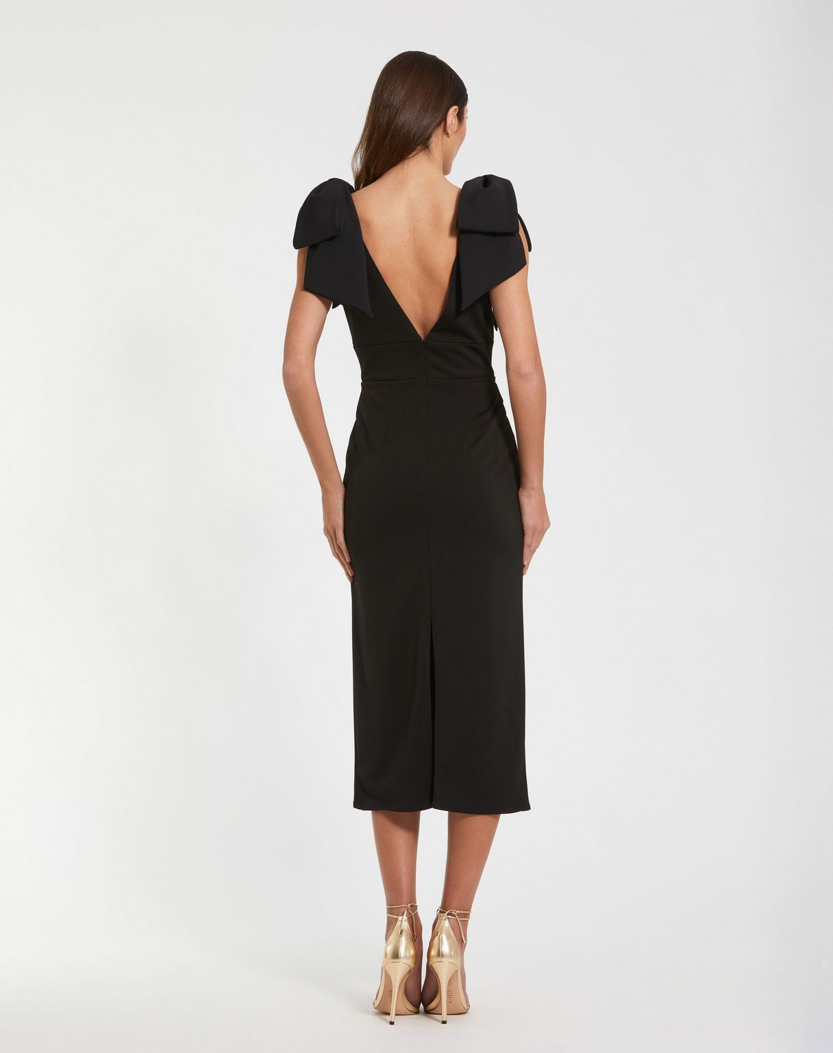 Formal Dresses Fitted Tea Length Formal Dress Black