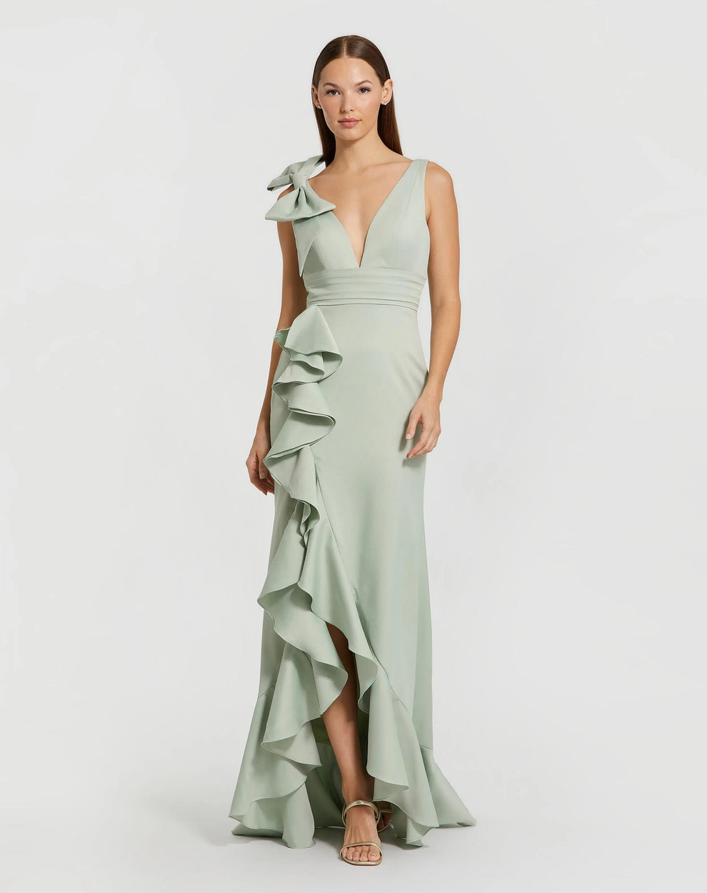 Prom Dresses Fitted Long Formal Ruffle Prom Dress Mac Duggal 49965 Sage
