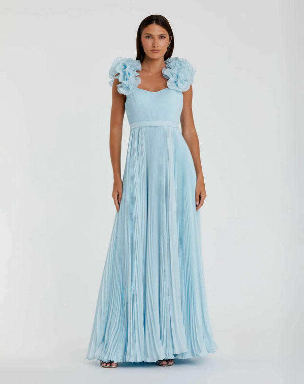 Long Formal Evening Dress Pleated Ruffle Mac Duggal 49979