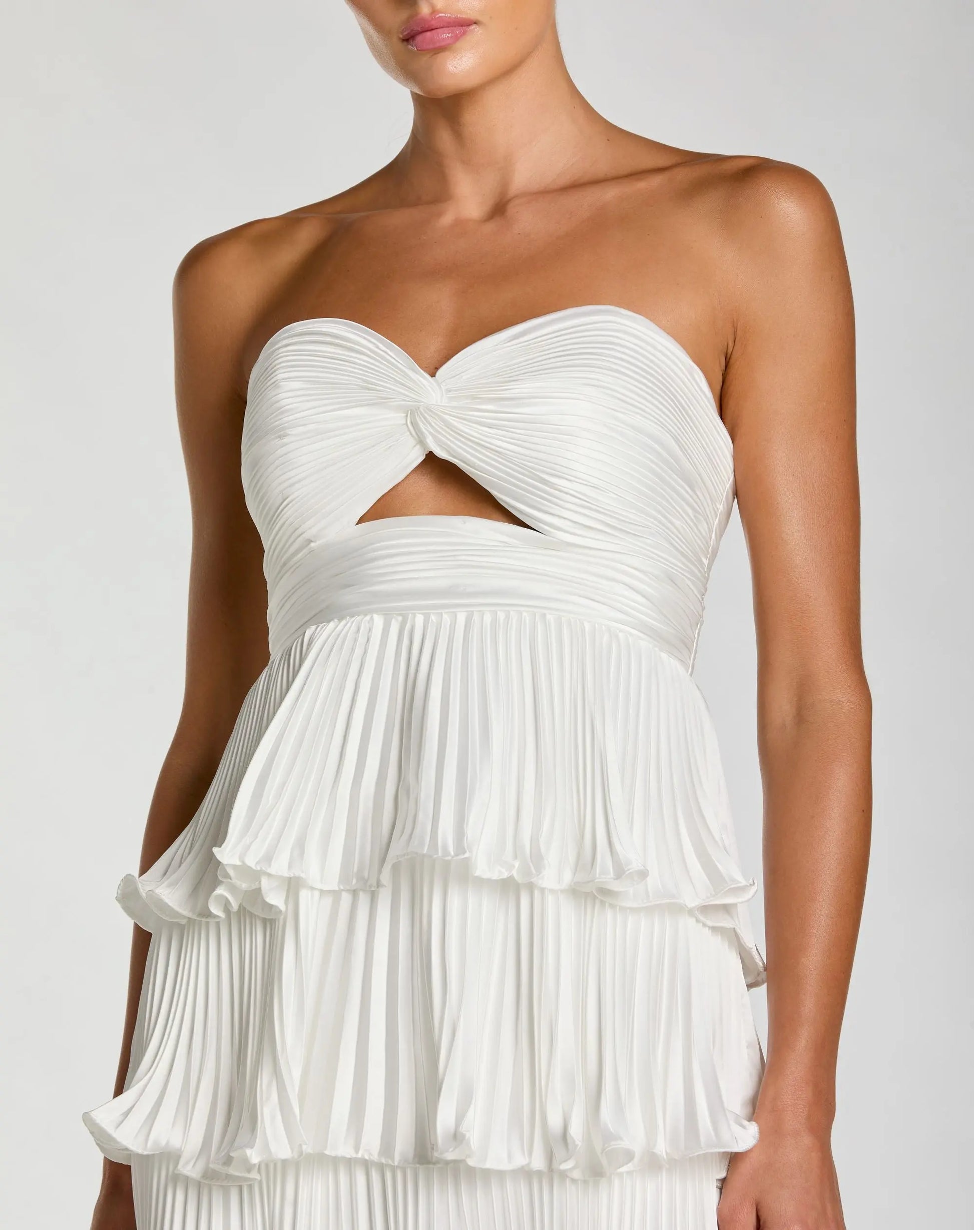 Wedding Dresses Long A Line Pleated Ruffle Wedding Dress Mac Duggal 49981 Ivory