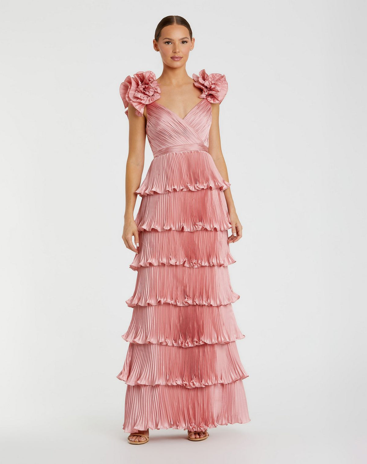 Prom Dresses Long Formal Velvet Layered Prom Dress Rose