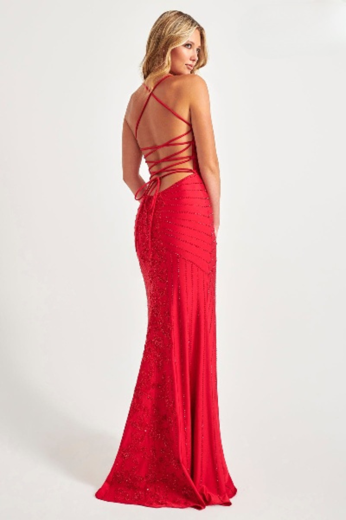 Prom Dresses Long Formal Beaded Lace Evening Prom Dress Ruby