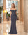 Formal Dresses Long Fitted Peplum Beaded Formal Dress Graphite