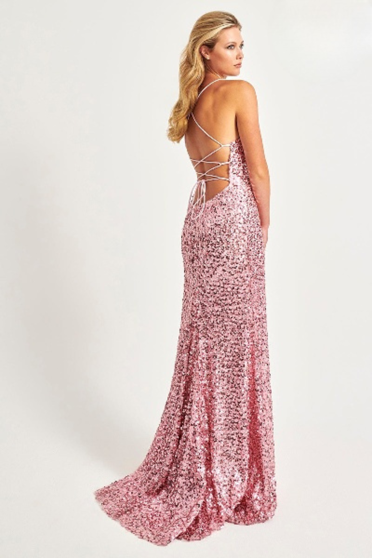 Prom Dresses Long Formal Sequin Metallic Prom Dress Light Pink
