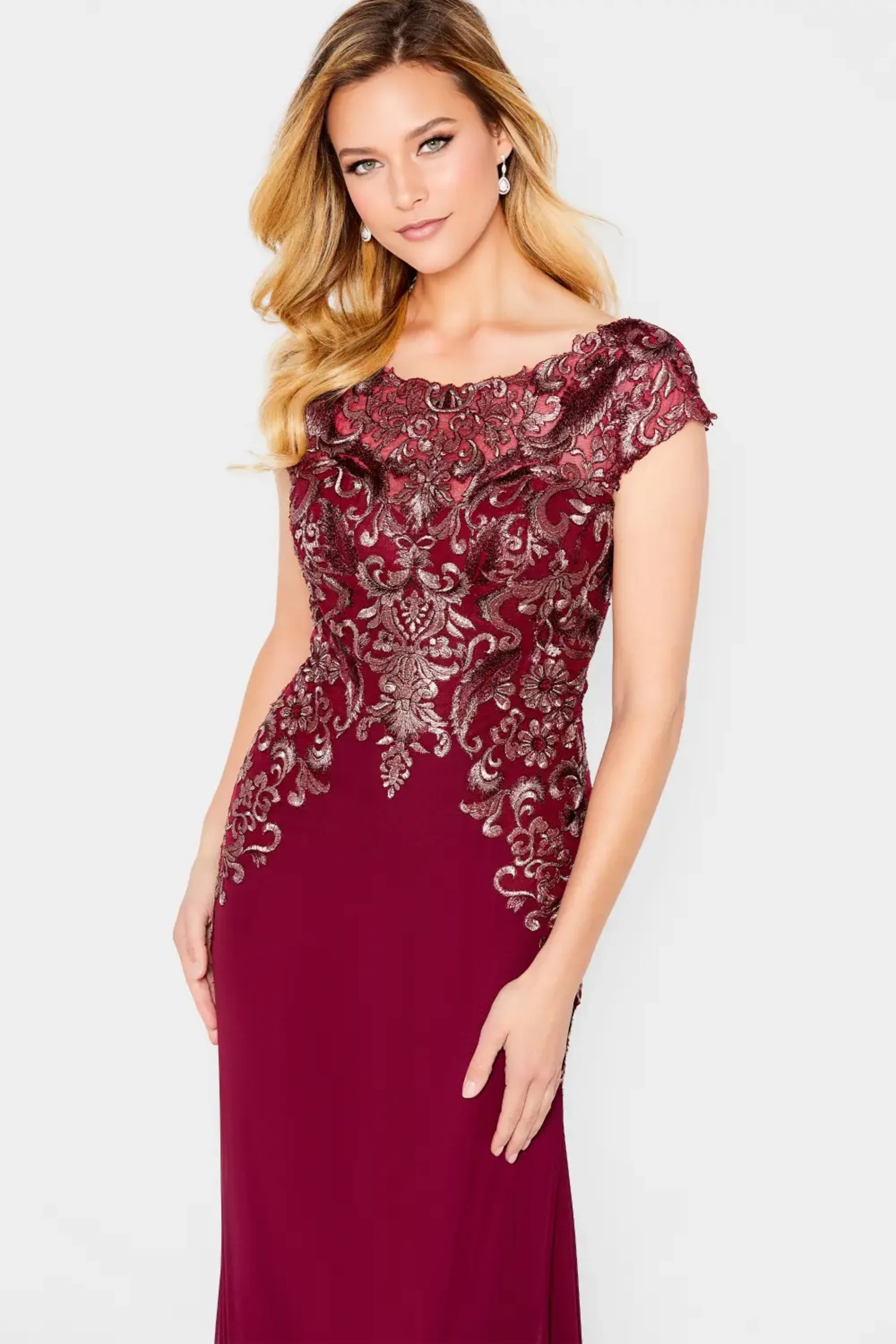 Cameron Blake 216691 Long Mother of the Bride A Line Lace Formal Dress