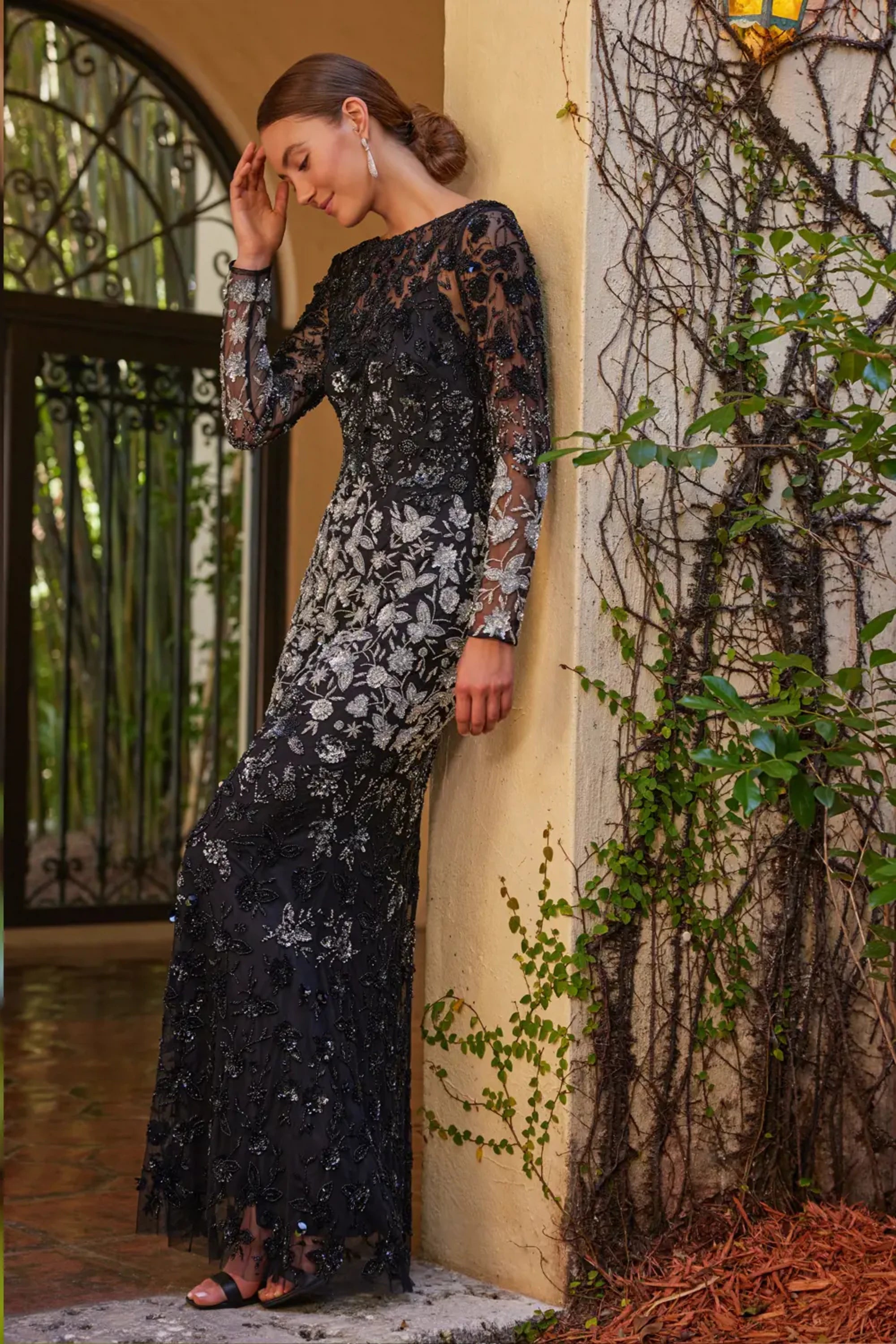 Mother of the Bride Dresses Long Mother of the Bride Ombre Formal Dress Black/Silver