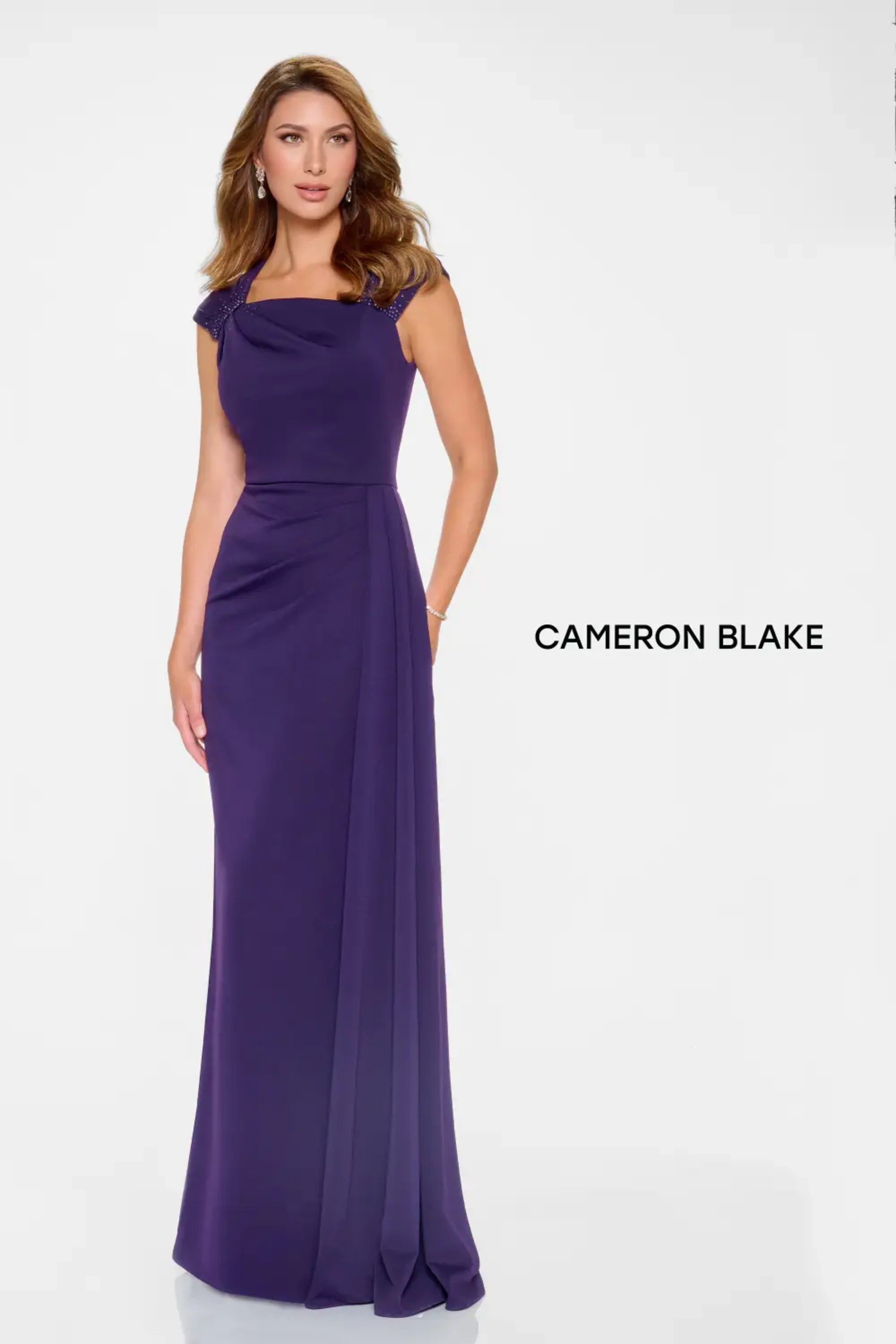 Formal Dresses Long Formal Beaded Evening Gown Dark Amethyst