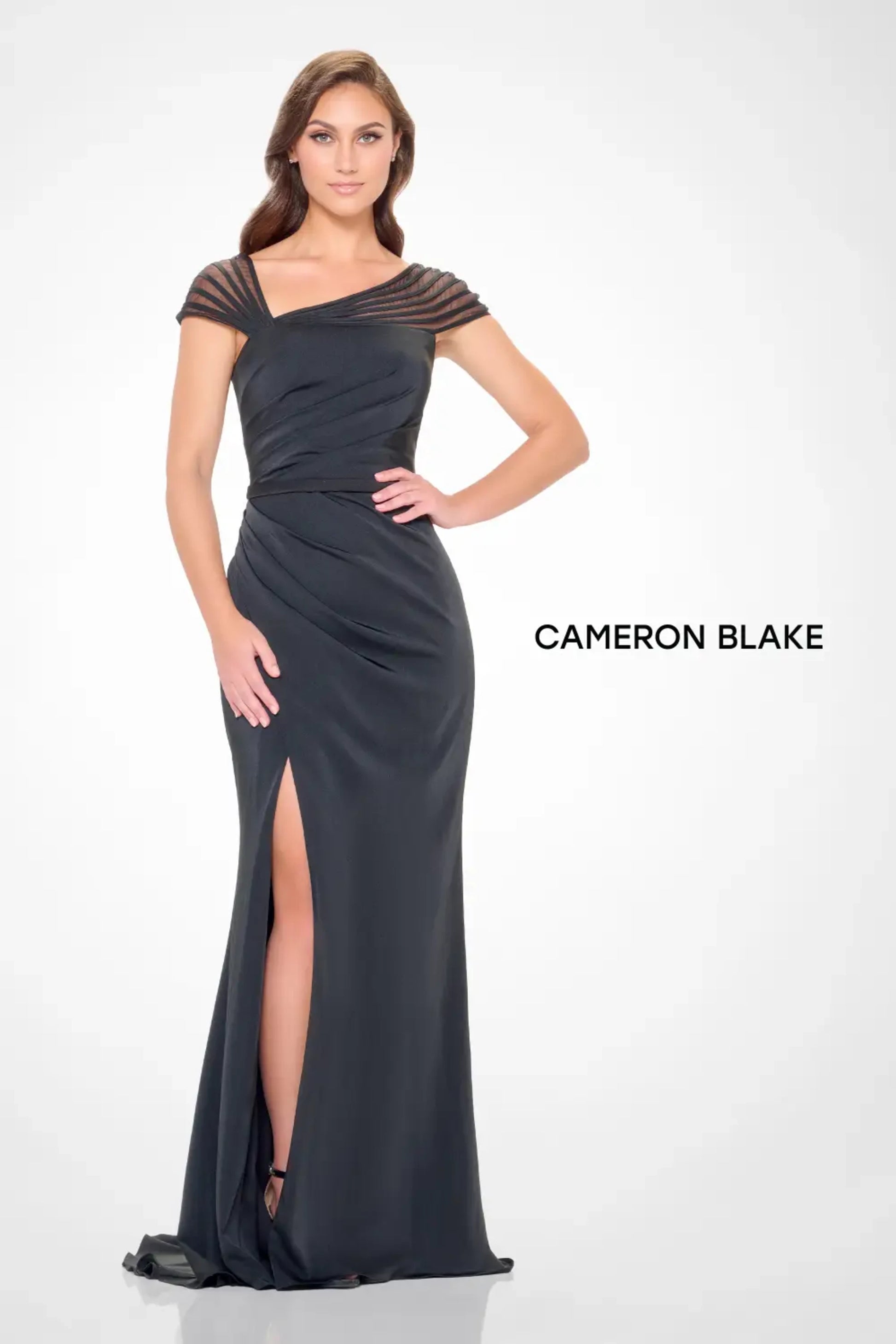 Cameron Blake CB786 Fitted Slit Long Formal Evening Dress