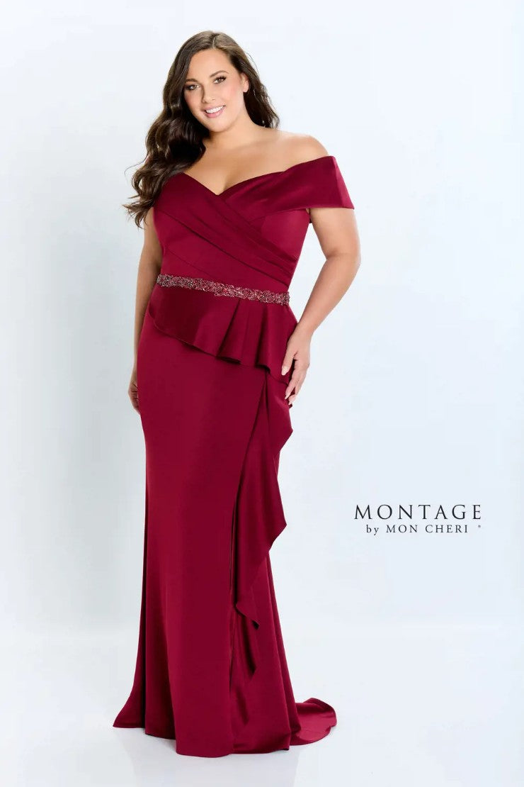Montage 221976 Long Ruffle Slit Formal Evening Dress