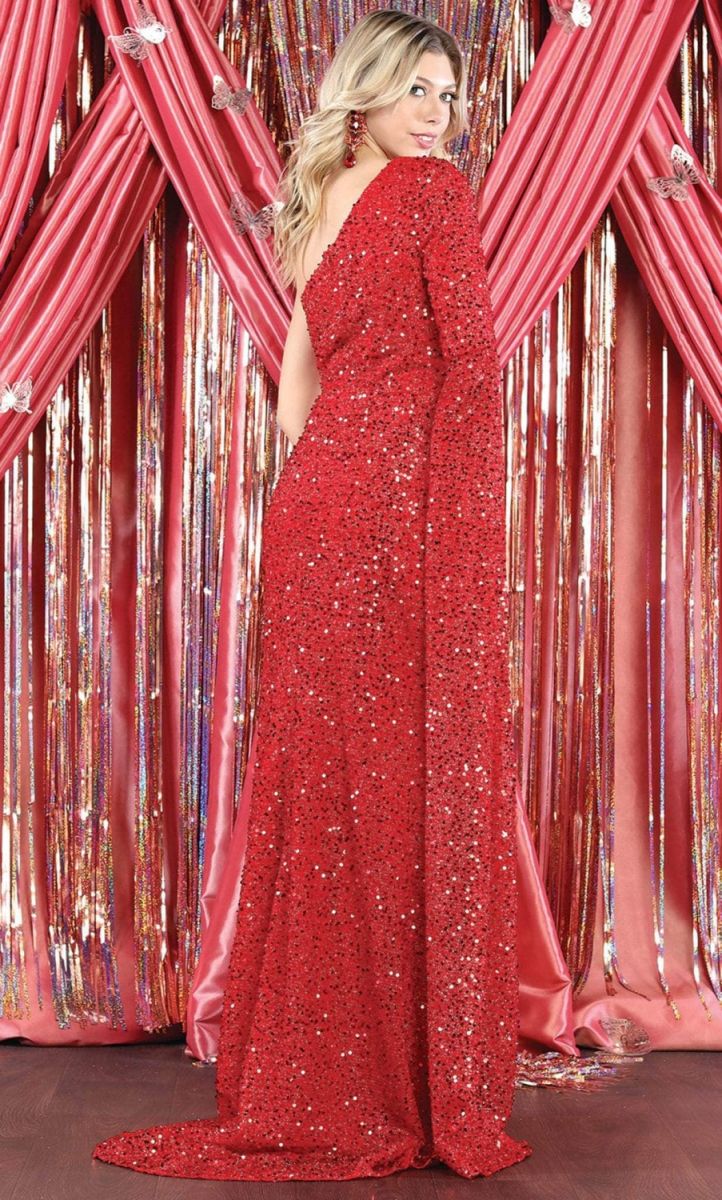One-Shoulder Floor-Length Sequin Prom Sheath/Column May Queen 1941