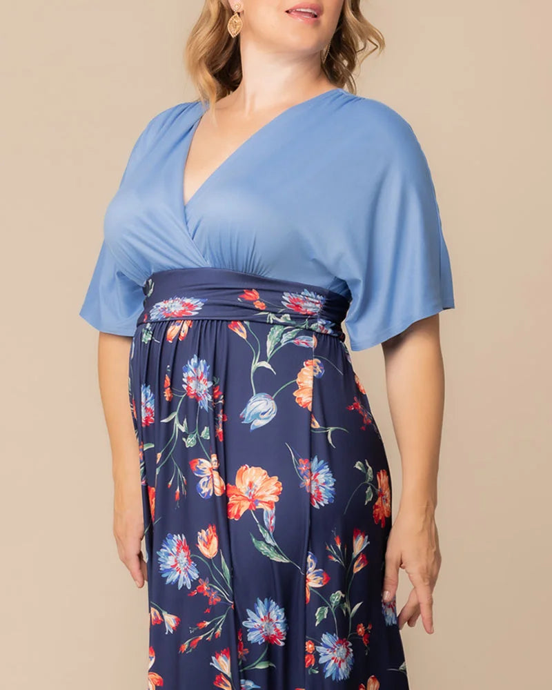Plus Size Dresses Plus Size Long Floral Formal Dress Kiyonna 11242603 Vibrant Navy Florals