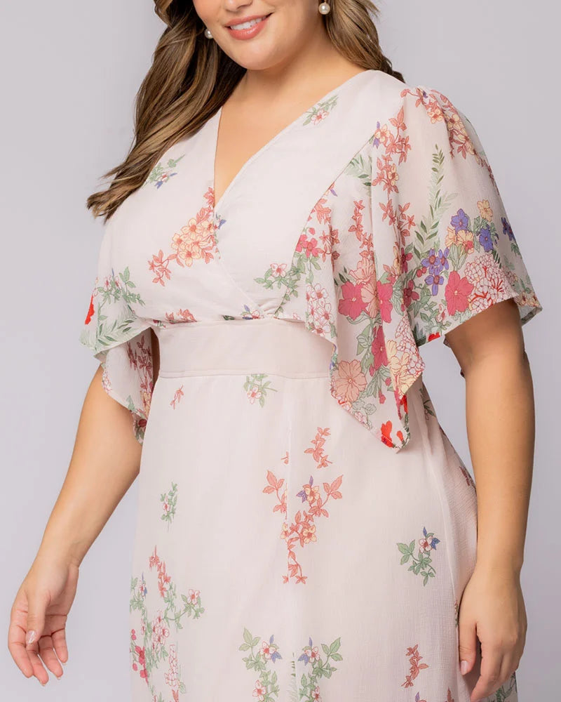 Plus Size Dresses Print Short A Line Cocktail Floral Plus Size Dress Kiyonna 11242802 Cottage Garden Border