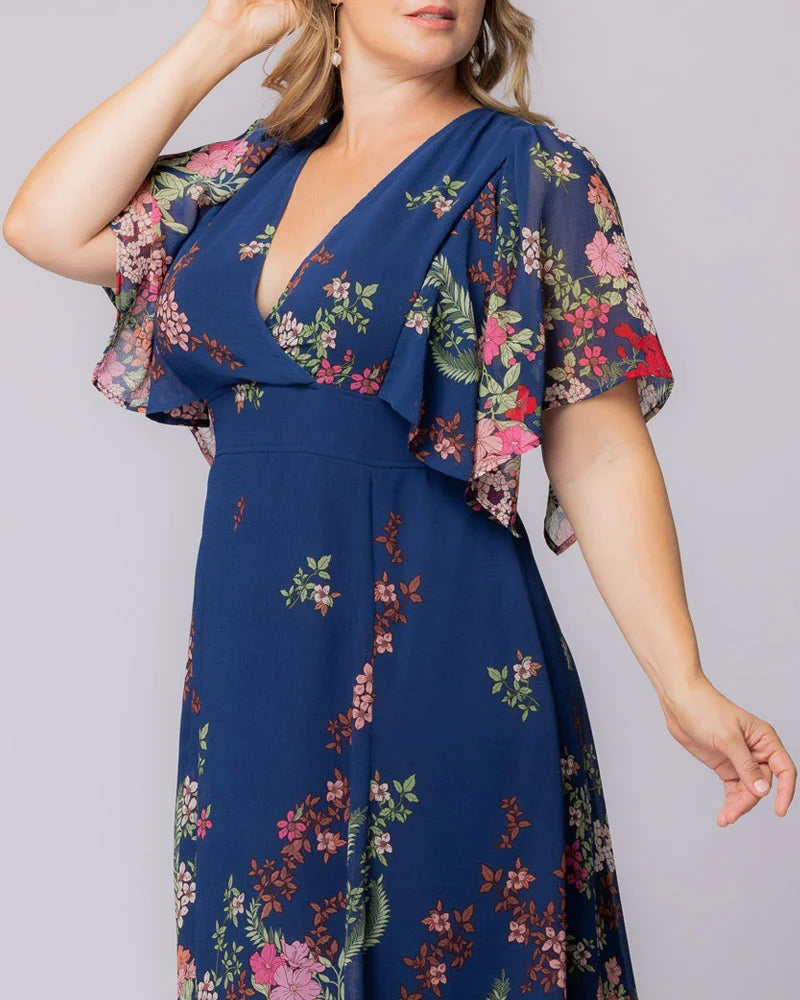 Plus Size Dresses Print Short A Line Cocktail Floral Plus Size Dress Kiyonna 11242802 Twilight Garden Border