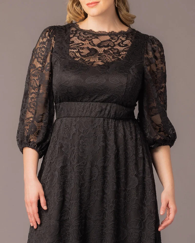 Illusion Knee-Length Lace Evening A-Line Kiyonna 11260901
