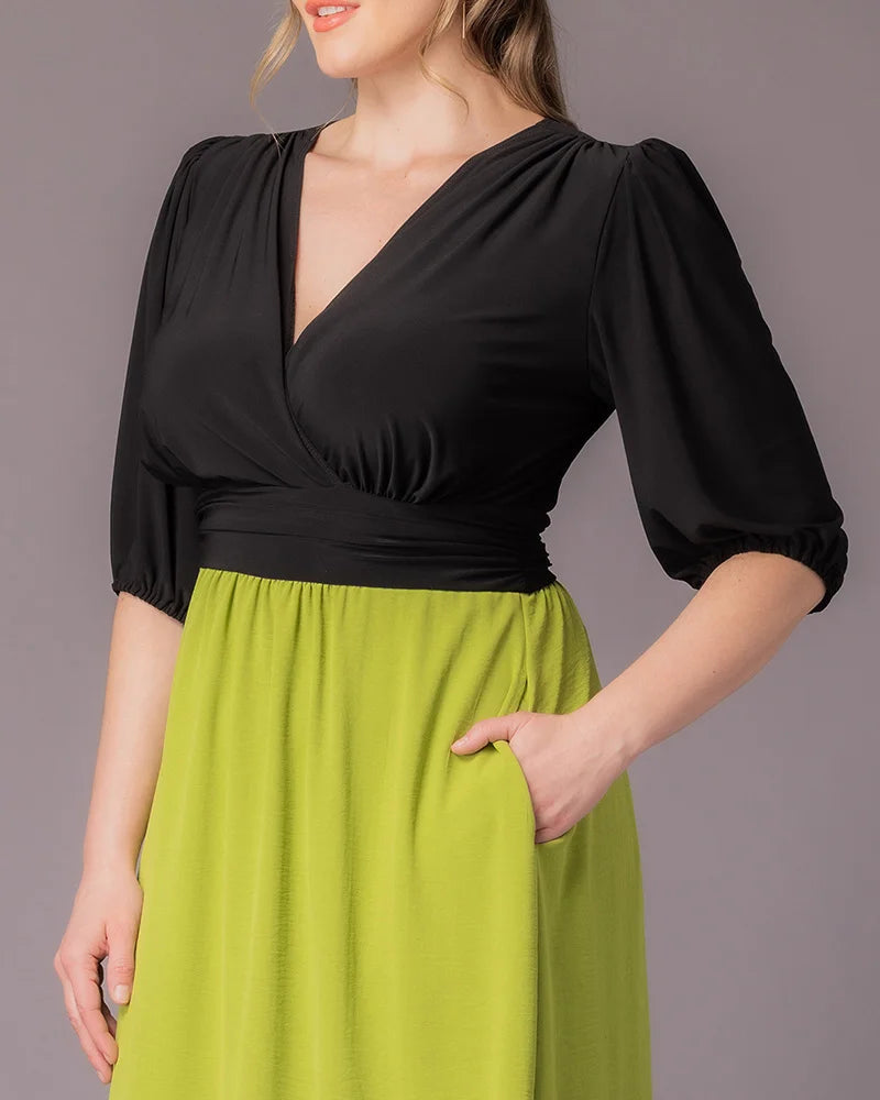 V-Neck Midi Chiffon Evening A-Line Kiyonna 11262604