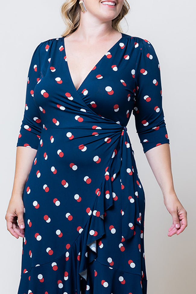 Plus Size Dresses Plus Size Print Short Cocktail Dress Navy Dot Duo