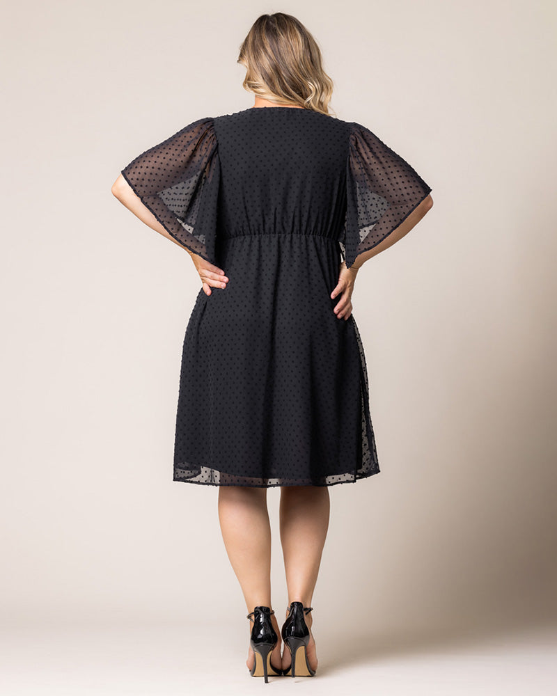 Onyx V-Neck Knee-Length Chiffon Casual Floral Wrap Plus Size Dress Kiyonna 12191302