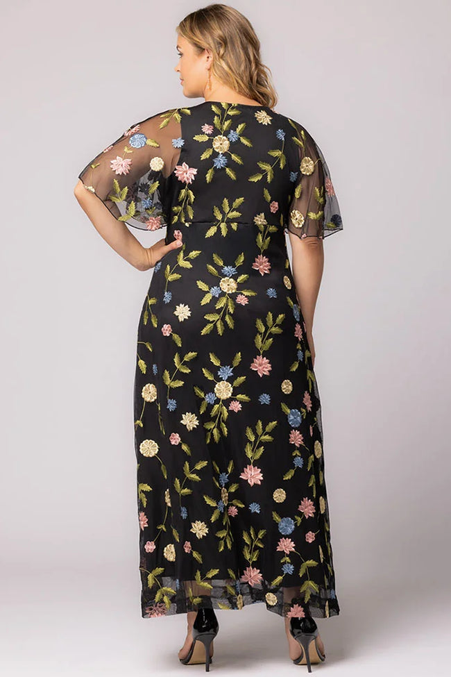 Plus Size Dresses Mother of the Bride Floral Print Plus Size Dress Black Blossom Print