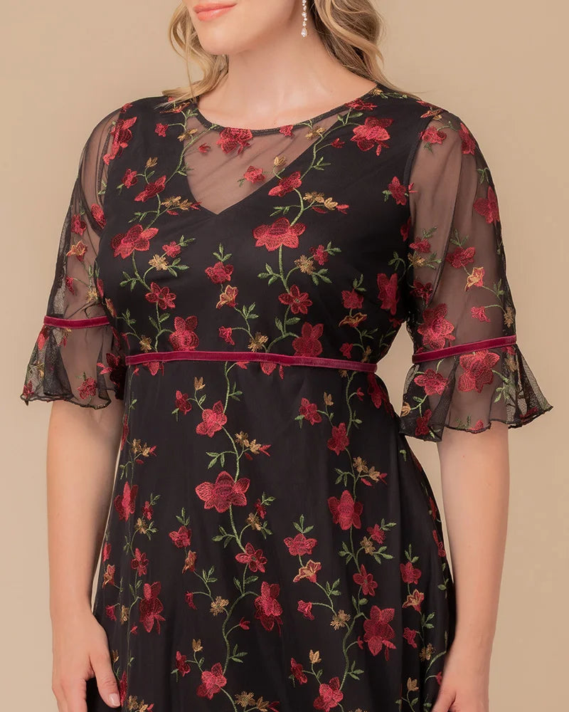 Plus Size Dresses Short Cocktail Floral A line Plus Size Dress Kiyona 12192102 Floral Flare