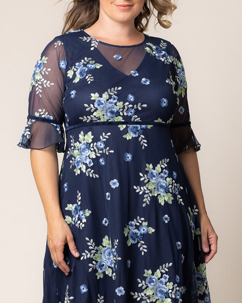 Plus Size Dresses Short Cocktail Floral A line Plus Size Dress Kiyona 12192102 Glistening Blue Blooms