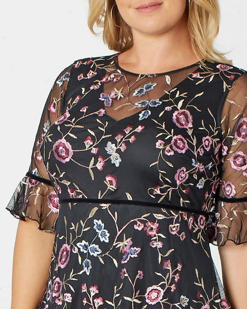 Plus Size Dresses Short Cocktail Floral A line Plus Size Dress Kiyona 12192102 Moonlit Garden