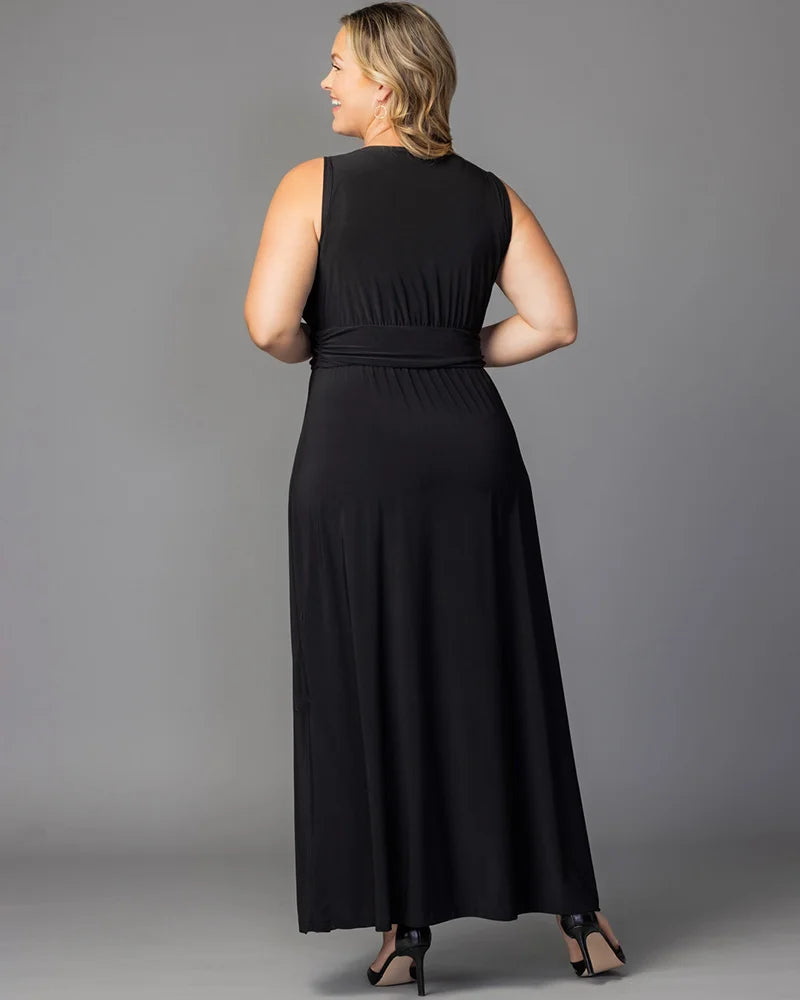 V-Neck Floor-Length Jersey Formal A-Line Kiyonna 12262203