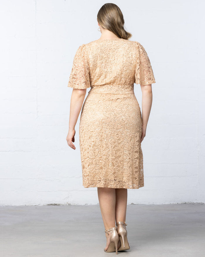 Plus Size Dresses Short Lace Sequin Midi Cocktail Plus Size Dress Champagne