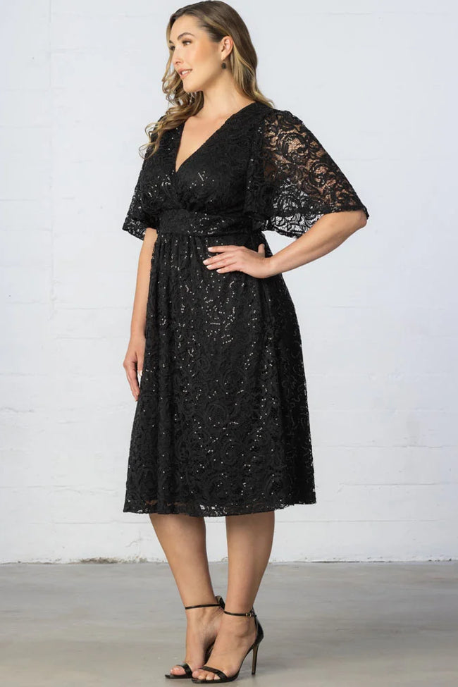 Kiyonna 13230905 A Line Plus Size Lace Short Cocktail Dress – The