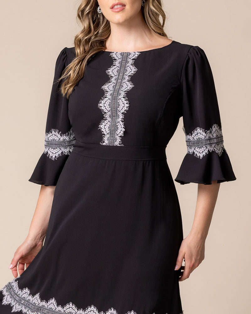 Plus Size Dresses Formal Ruffle Cocktail Plus Size Midi Dress Kiyonna 13242901 Black Noir