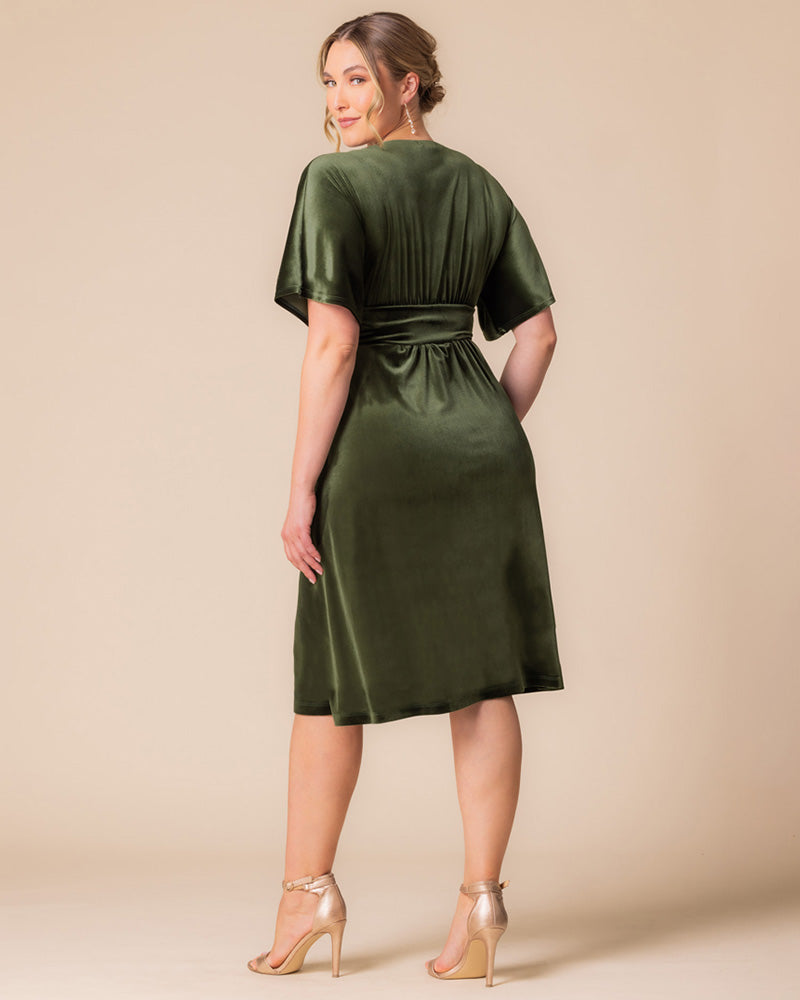 Plus Size Dresses Midi Velvet Short Cocktail Plus Size Dress Olive