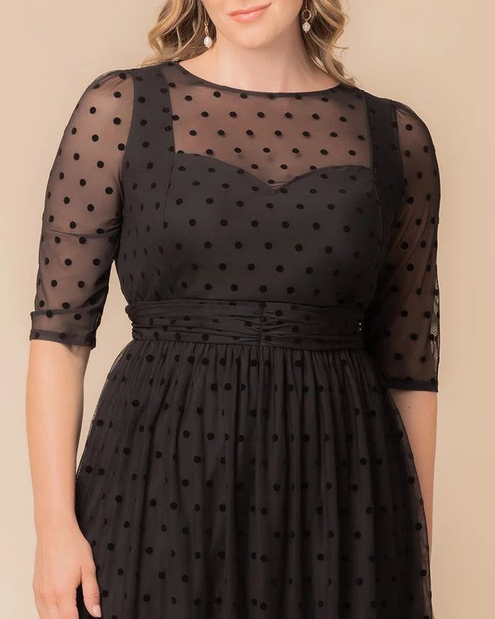 Plus Size Dresses Midi Cocktail Short Evening Dress Noir Dot