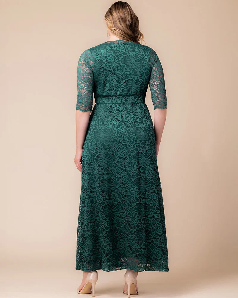 Plus Size Dresses Long Formal Lace Plus Size Dress Emerald Green