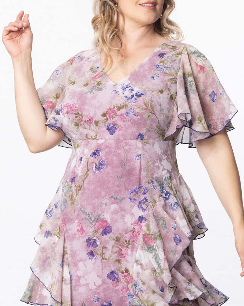 V-Neck Floor-Length Chiffon Evening A-Line Kiyonna 17191301
