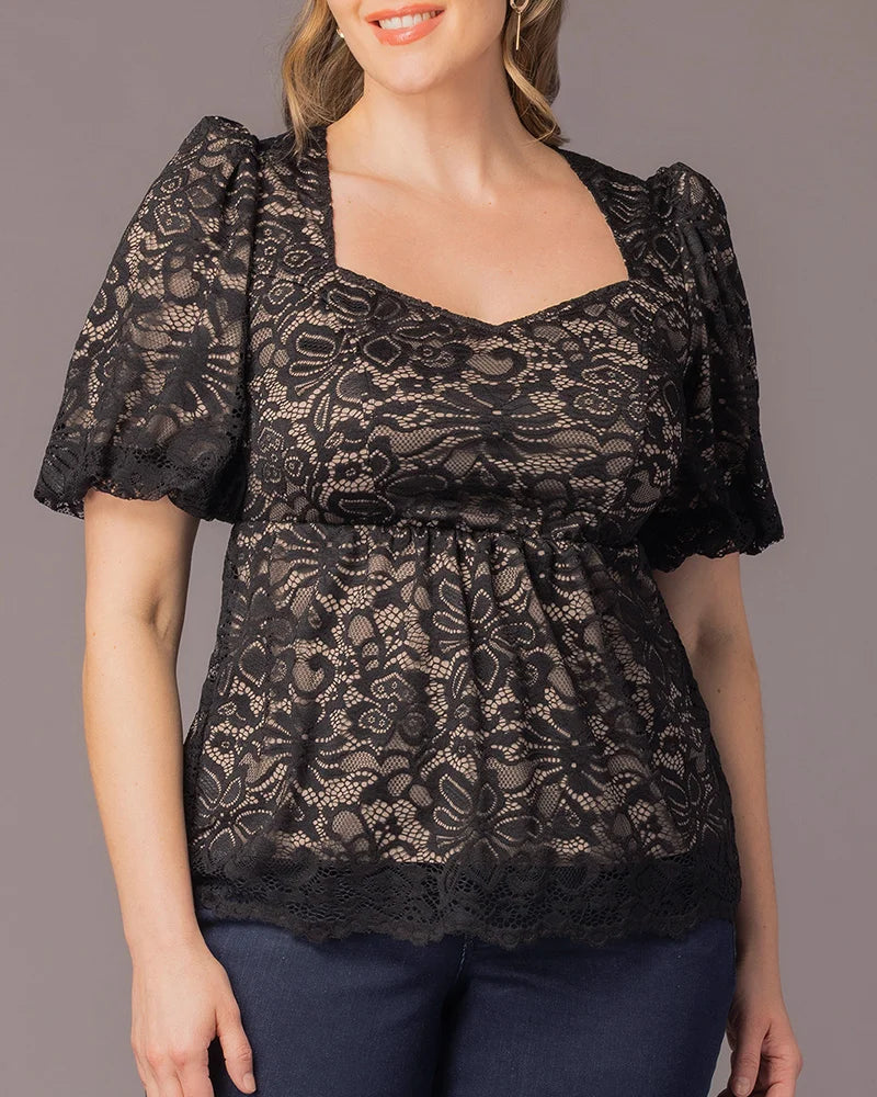 Square Knee-Length Lace Cocktail Fit & Flare Kiyonna 21260901