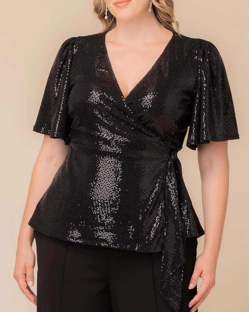 Top Sequin Formal Plus Size Top Kiyonna 23252503 Onyx