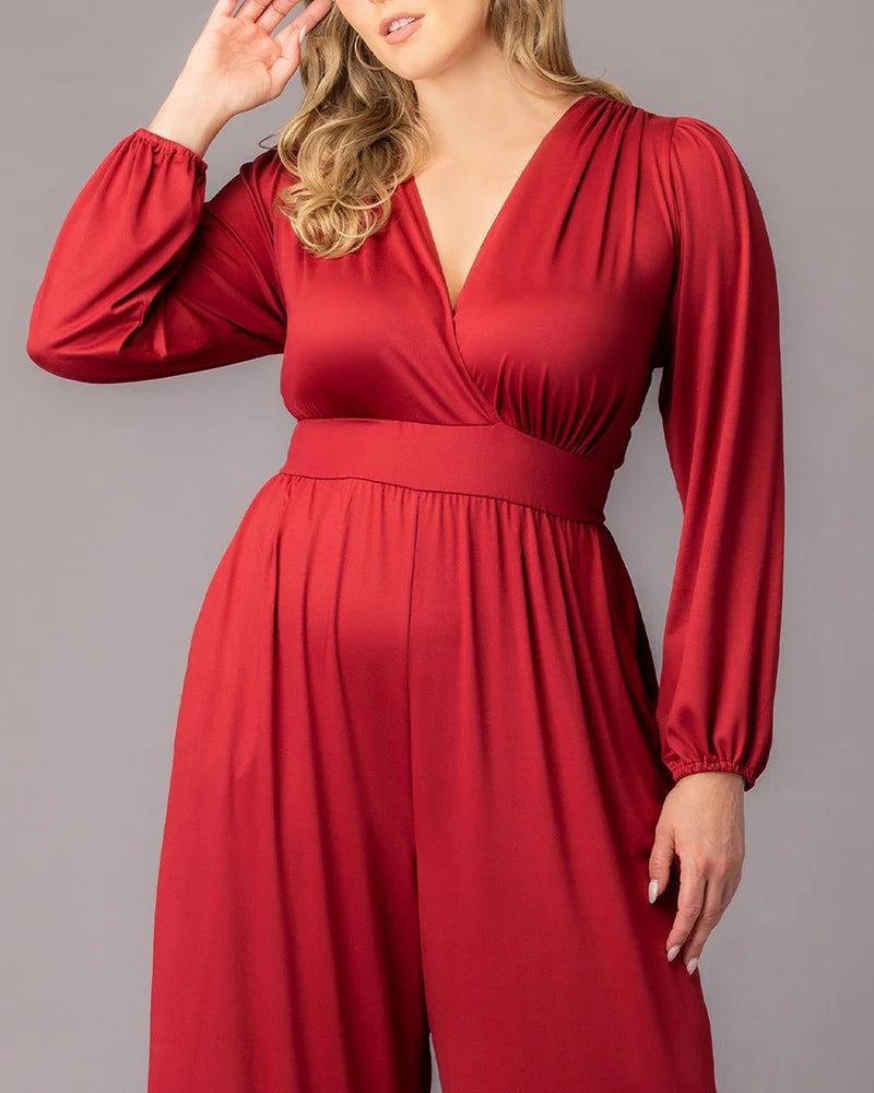 Jumpsuit Long Sleeve Formal Plus Size Jumpsuit Kiyona 37250701 Cherry Red