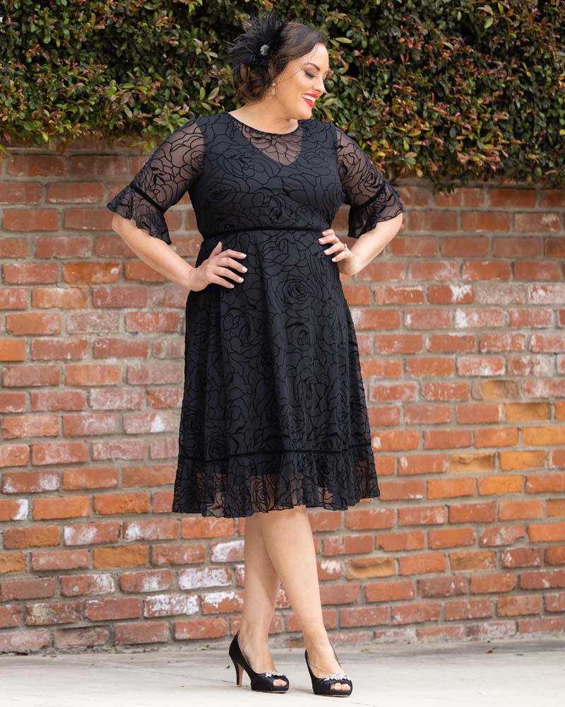 Cocktail Dresses Short Cocktail Floral Velvet Evening Dress Kiyona 13223603 Midnight Rose Garden