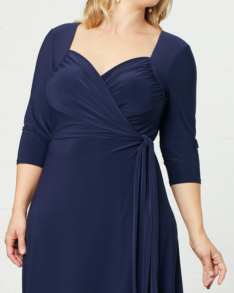 Plus Size Dresses Short Fitted Midi Cocktail Plus Dress Kiyona 11112202 Navy Blue